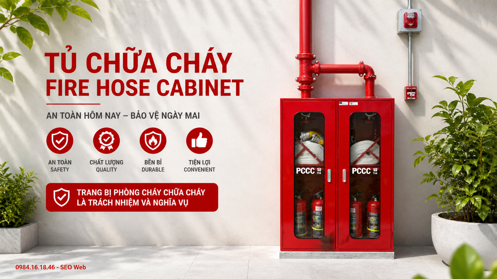 Tủ chữa cháy kết hợp nhiều thiết bị