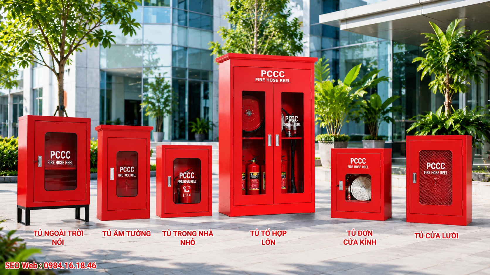Các kiểu cấu tạo tủ chữa cháy dạng nổi, âm tường và bán âm