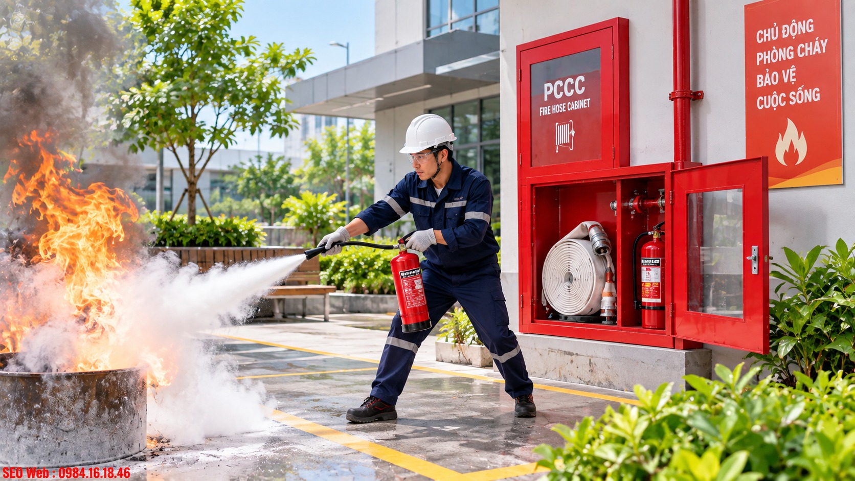 Tủ chữa cháy giúp phương tiện luôn sẵn sàng khi xảy ra sự cố