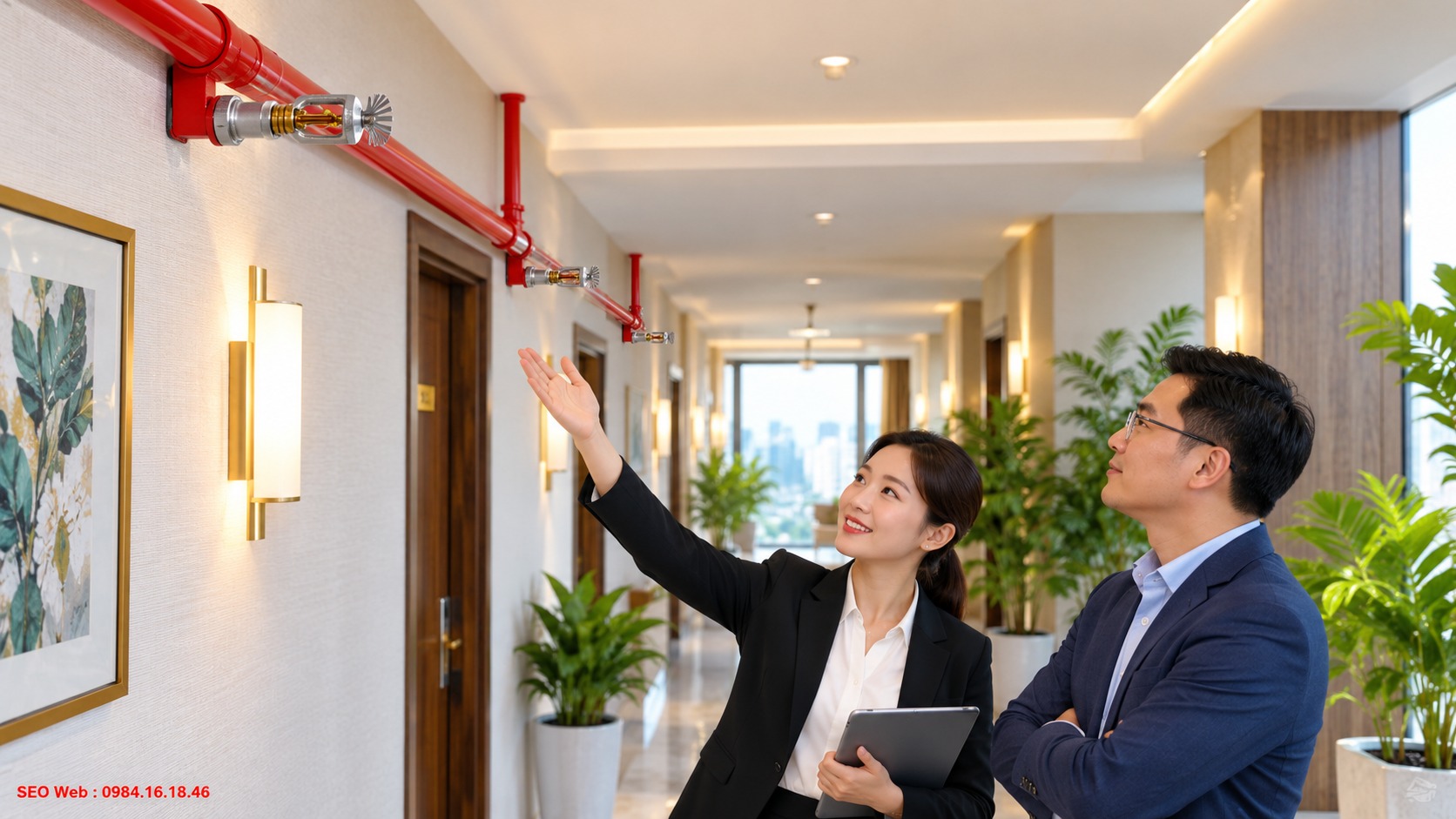 Đầu phun hướng ngang lắp trên tường tại không gian đặc biệt