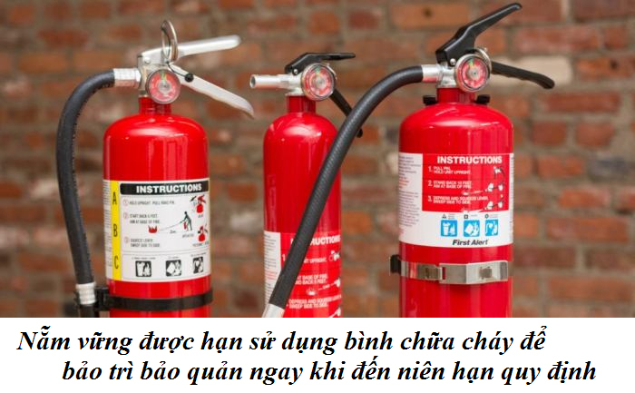 nắm chắc hạn sử dụng bình chữa cháy để bảo trì bảo quả cho bình chữa cháy