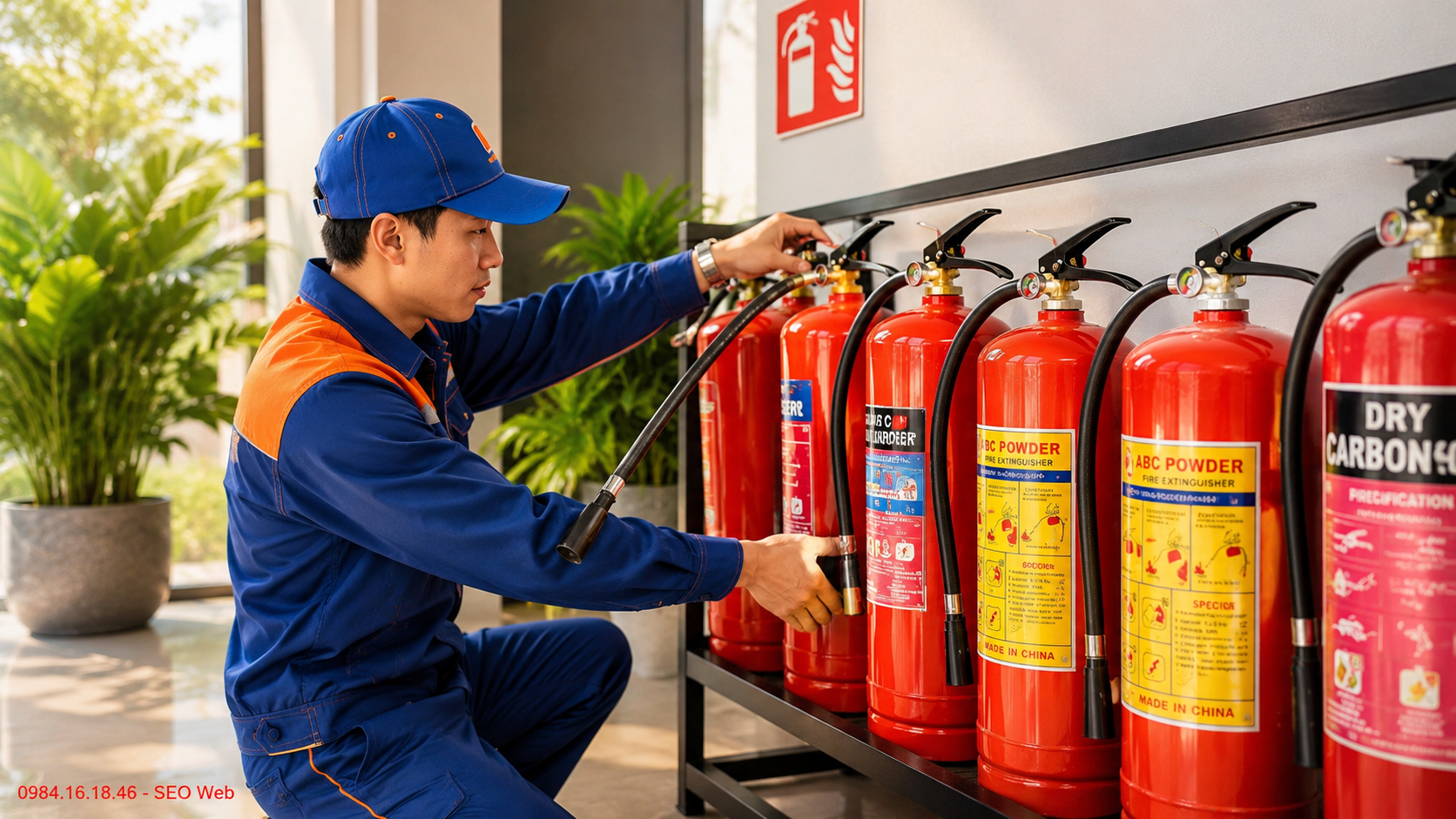 Kiểm tra chốt an toàn và niêm phong bình chữa cháy