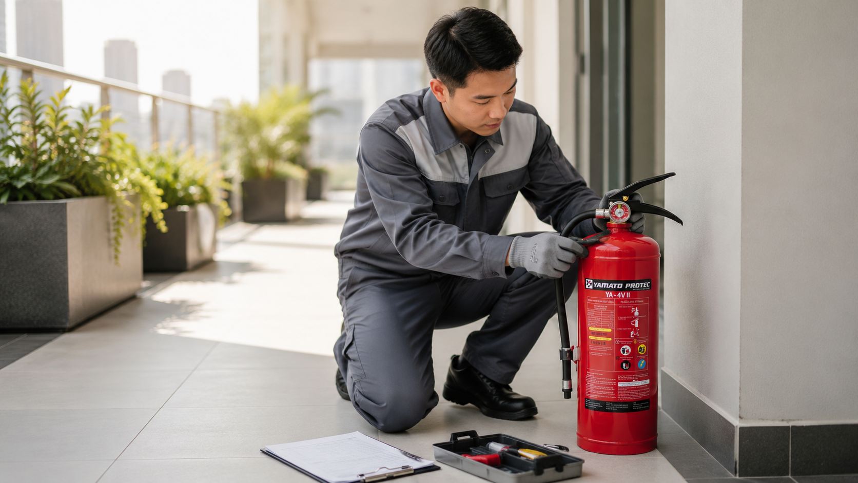 Kiểm tra van khóa và cò bóp bình chữa cháy vận hành ổn định