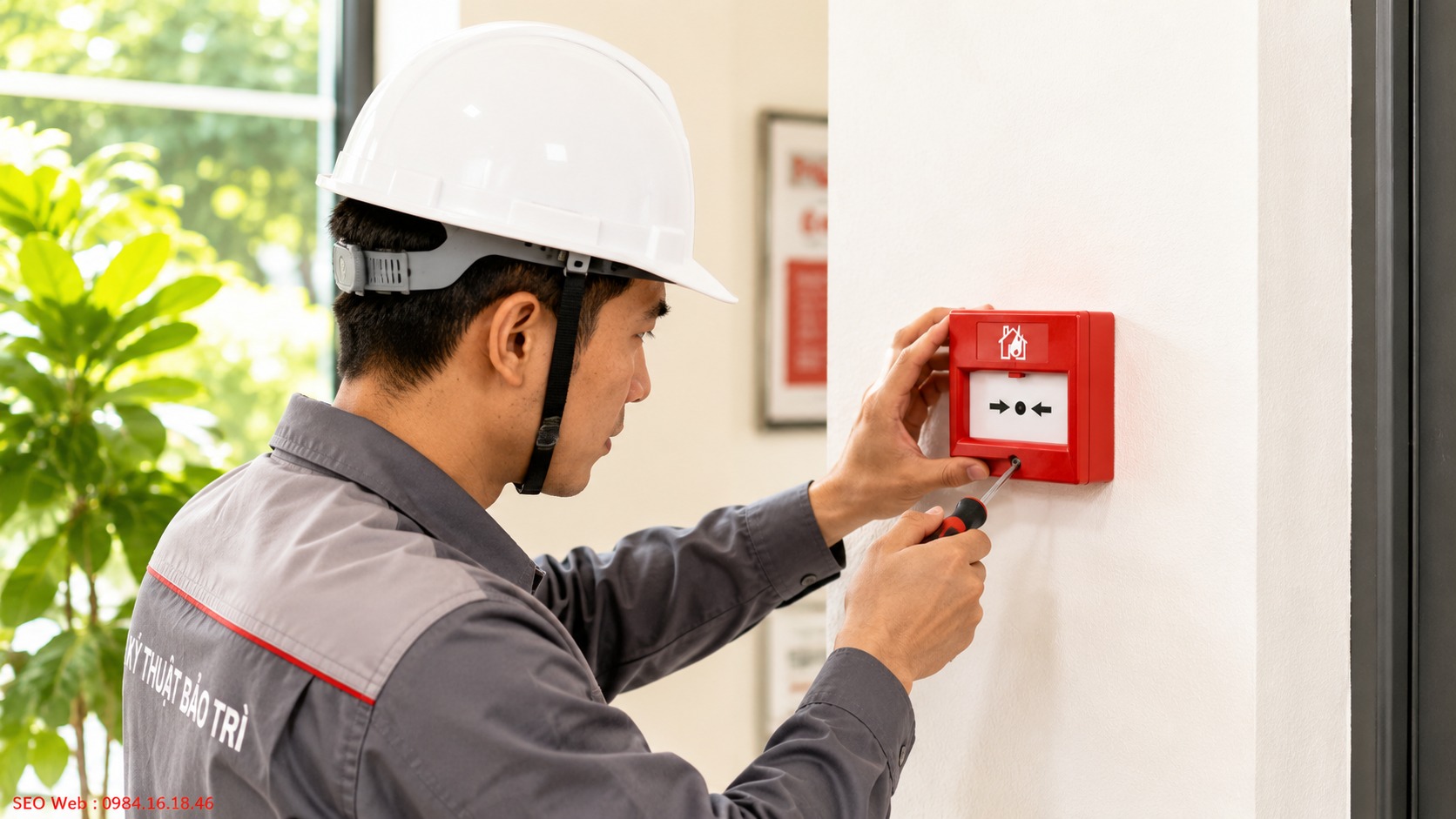 Nút nhấn được bố trí dễ quan sát và thao tác khi khẩn cấp Nút nhấn được bố trí dễ quan sát và thao tác khi khẩn cấp