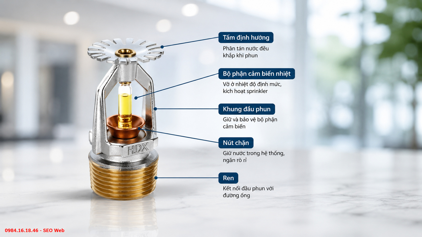 Nút chặn và cụm làm kín đầu phun chữa cháy sprinkler Nút chặn và cụm làm kín đầu phun chữa cháy sprinkler