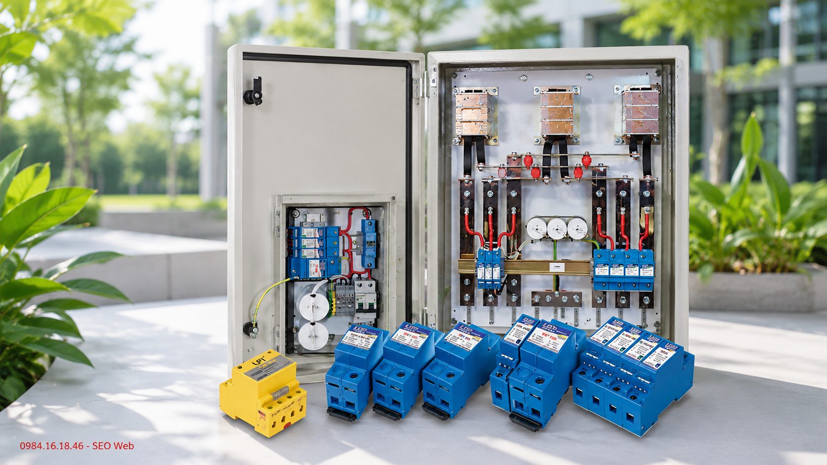 Phụ kiện lắp đặt kim thu s&eacute;t gồm đế kẹp và dây dẫn