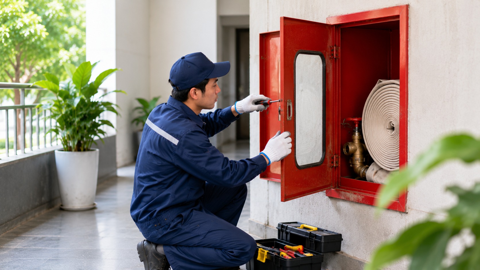 Sửa chữa cửa và bản lề tủ chữa cháy bị lệch, kẹt hoặc hoạt động không ổn định