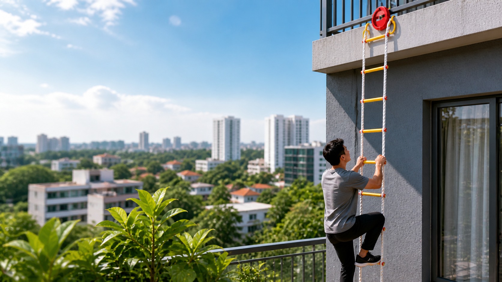 Thang dây dù phù hợp gia đình nhờ trọng lượng nhẹ và dễ bảo quản