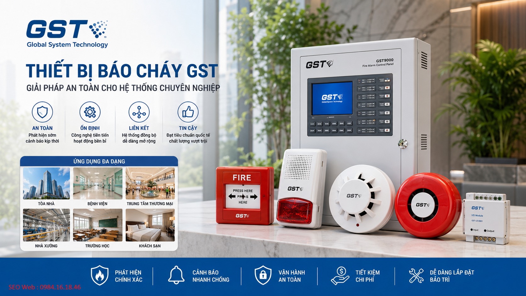 Thiết bị báo cháy GST hỗ trợ hệ thống địa chỉ chuyên nghiệp cho công trình lớn