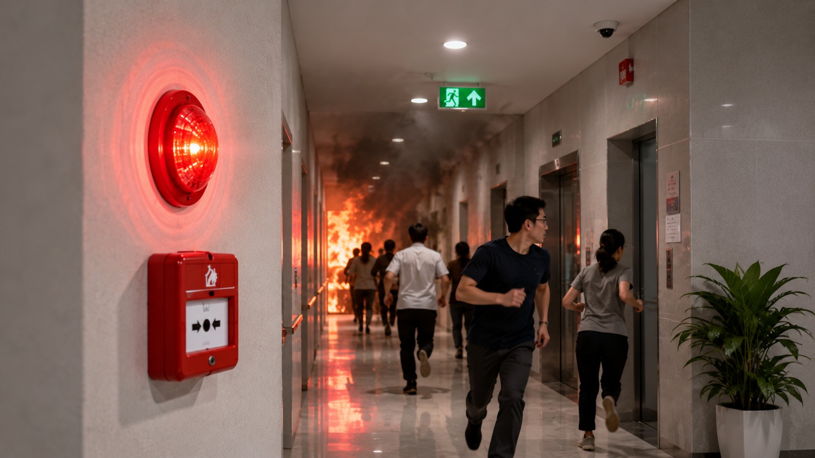 Thiết bị cảnh báo truyền âm thanh và ánh sáng khi cháy