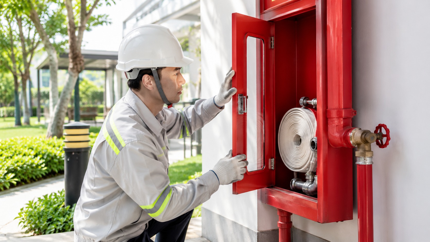 Thiết kế cửa kính và khóa tủ chữa cháy hỗ trợ quan sát, thao tác nhanh chóng