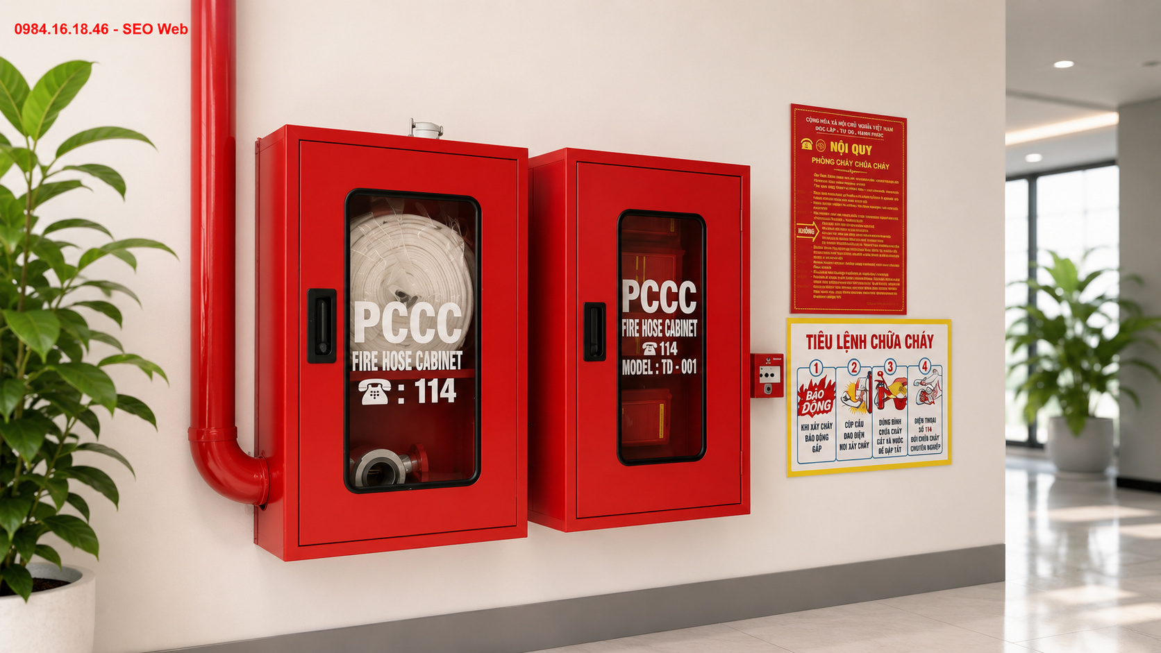 Tủ chữa cháy sơn tĩnh điện có bề mặt bền đẹp và dễ nhận biết