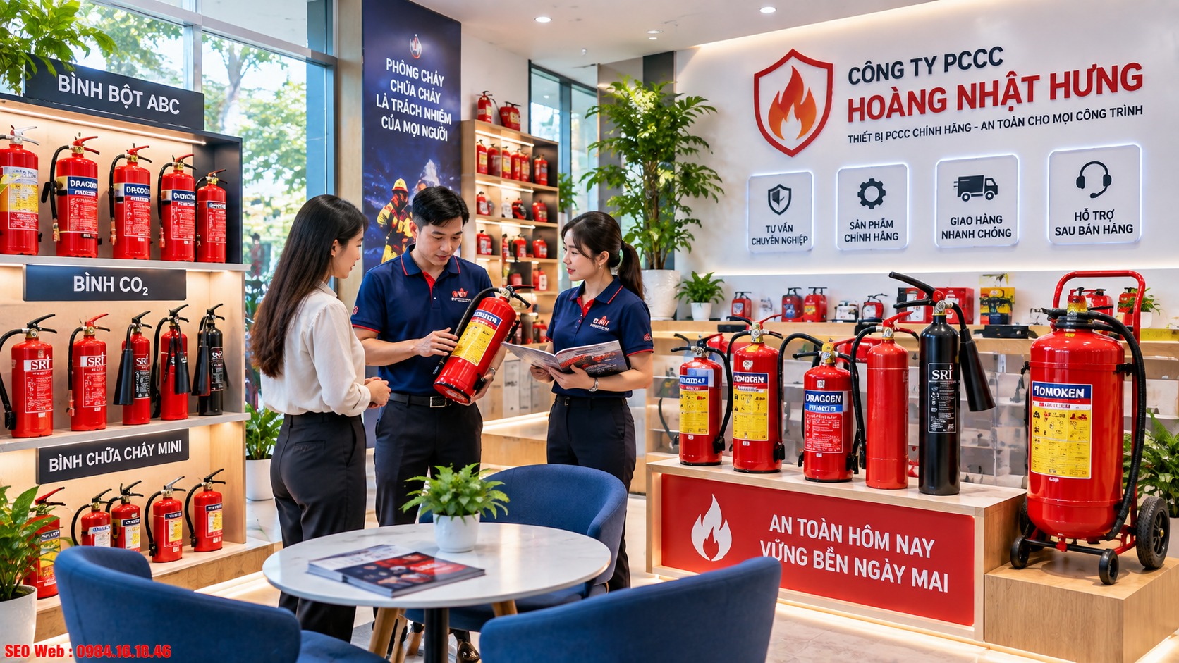Kỹ thuật viên tư vấn và bố trí bình phù hợp từng công trình