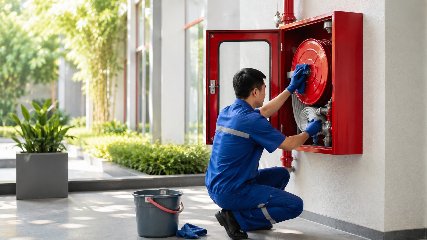 Vệ sinh toàn bộ tủ chữa cháy giúp loại bỏ bụi bẩn và hạn chế oxy hóa