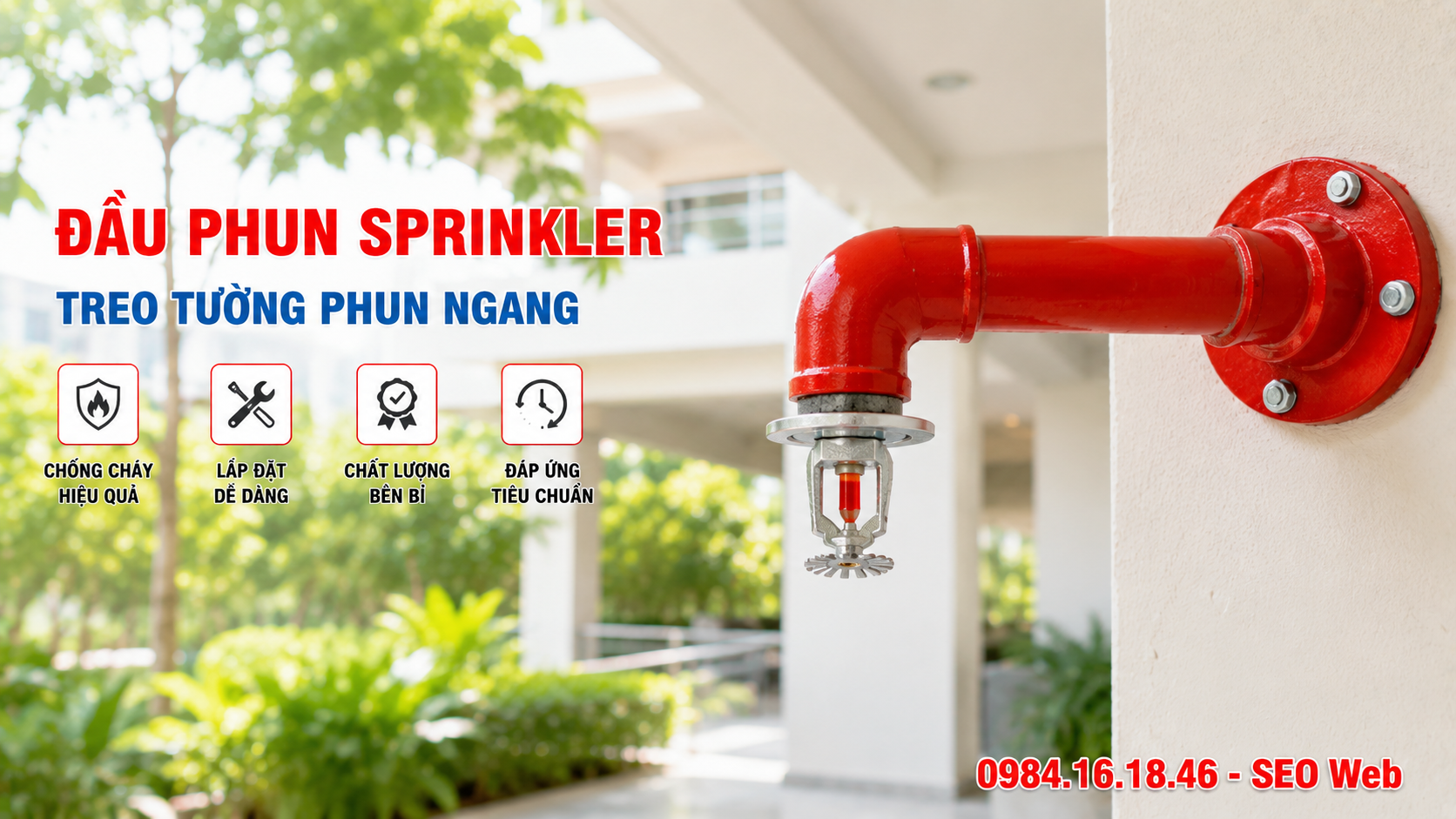Đầu phun Sprinkler treo tường phun ngang