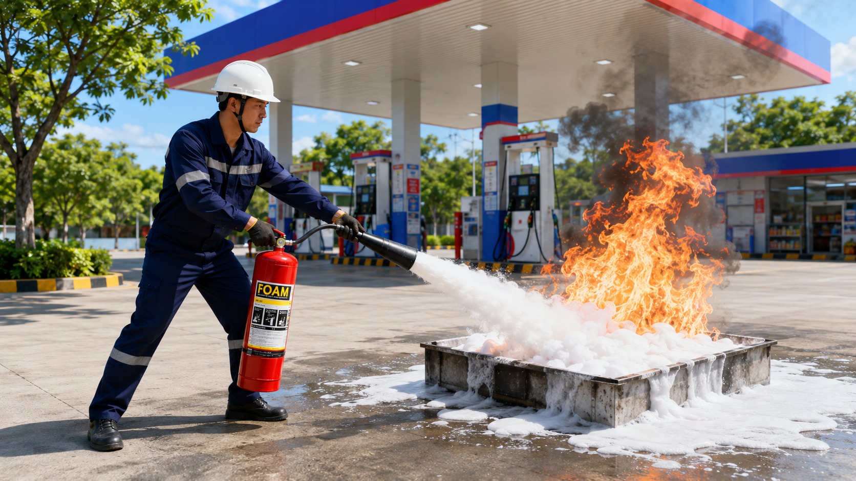 Foam tạo lớp bọt cách ly nhiên liệu với oxy để dập đám cháy Foam tạo lớp bọt cách ly nhiên liệu với oxy để dập đám cháy