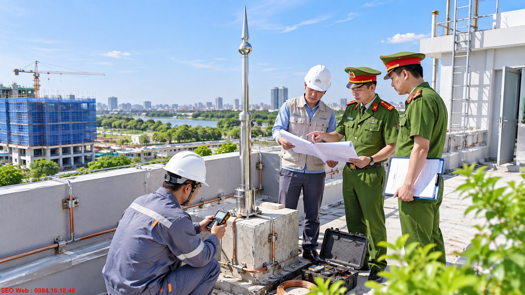Hệ thống tiếp địa giúp phân tán dòng sét nhanh xuống lòng đất Hệ thống tiếp địa giúp phân tán dòng sét nhanh xuống lòng đất