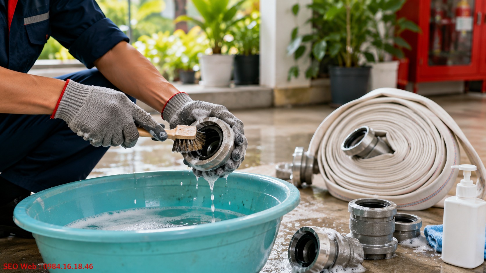 Vệ sinh đầu nối vòi chữa cháy giúp duy trì độ kín ổn định